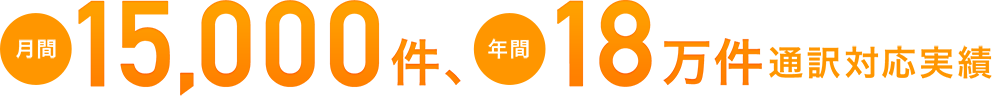 月間15,000件、年間18万件通訳対応実績